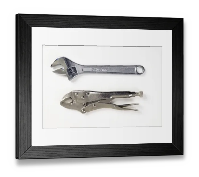 Framed Print : Spanner and plier wrench Framed Print : Spanner and plier wrench