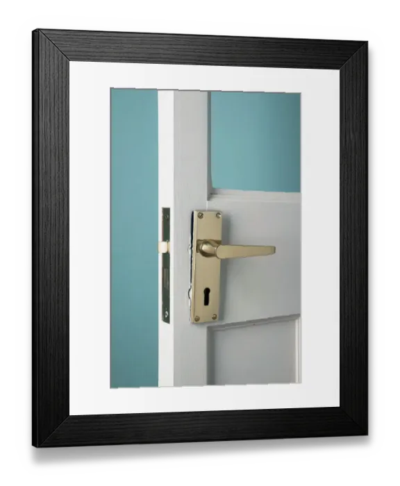 Framed Print : Brass handle on door Framed Print : Brass handle on door