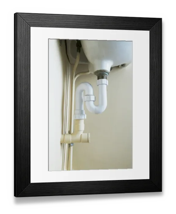 Framed Print : White sink, view from underneath Framed Print : White sink, view from underneath