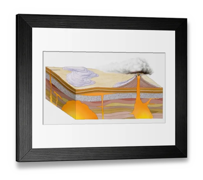 Framed Print : Illustration of volcano Framed Print : Illustration of volcano