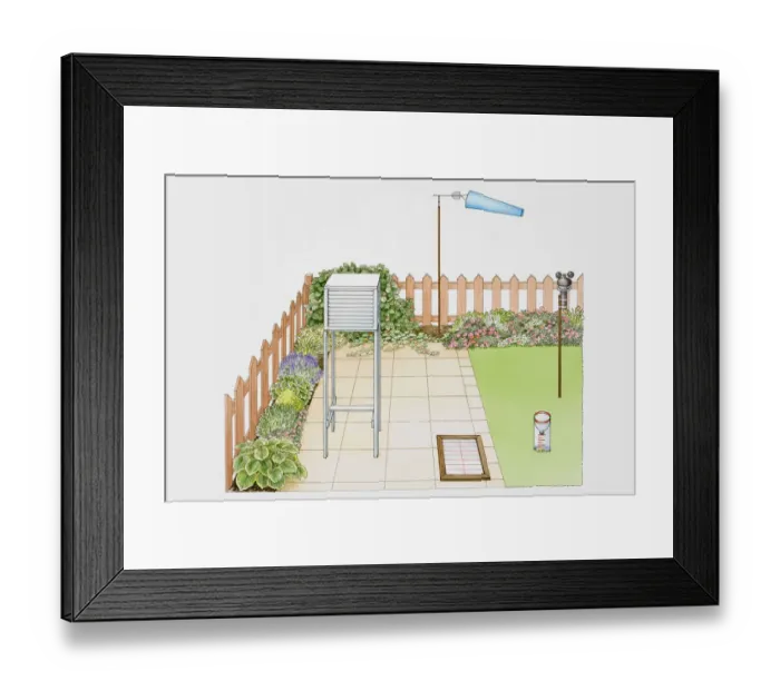 Framed Print : Weather recording instruments Framed Print : Weather recording instruments
