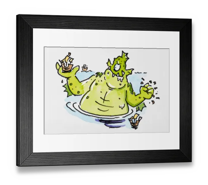 Framed Print : Cartoon sea monster Framed Print : Cartoon sea monster