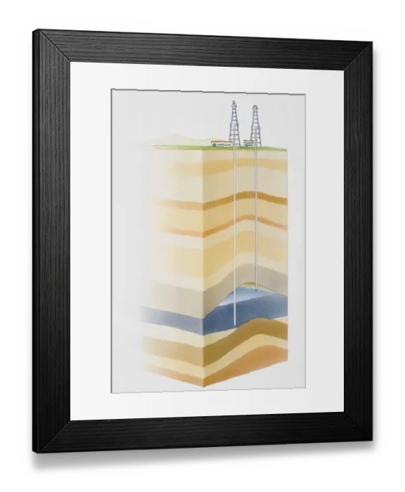 Framed Print : Extracting oil and gas, cross section Framed Print : Extracting oil and gas, cross section