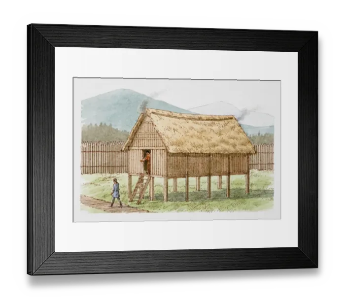 Framed Print : 4000 BC lake dwelling Framed Print : 4000 BC lake dwelling