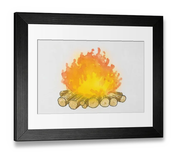 Framed Print : Log fire Framed Print : Log fire