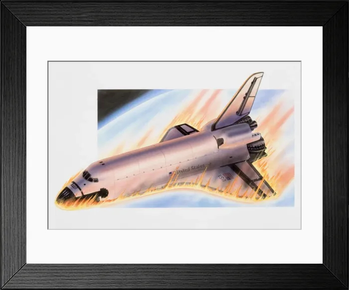 Framed Print : Space shuttle entering Earths atmosphere