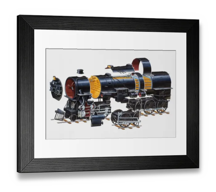 Framed Print : Cross section of an American heavy freight and passenger train Framed Print : Cross section of an American heavy freight and passenger train