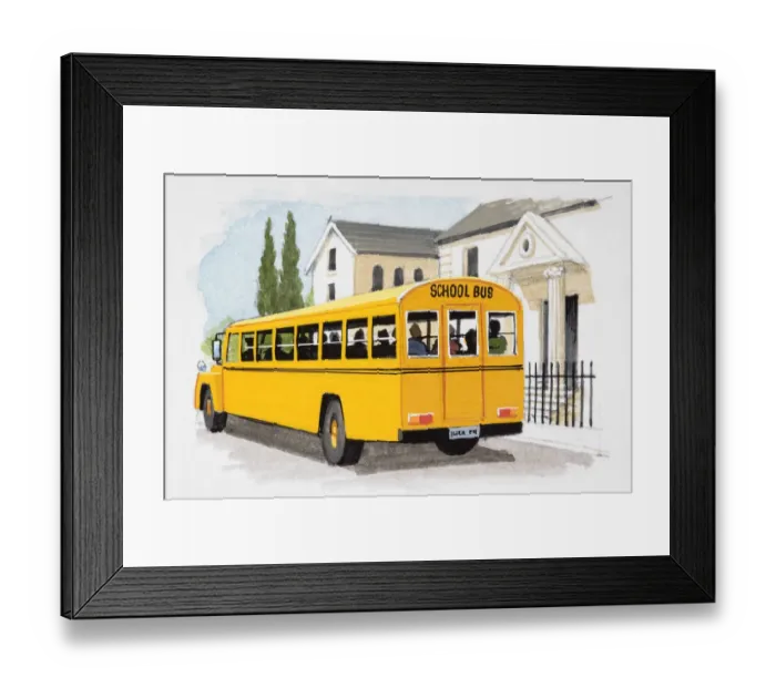 Framed Print : Yellow school bus