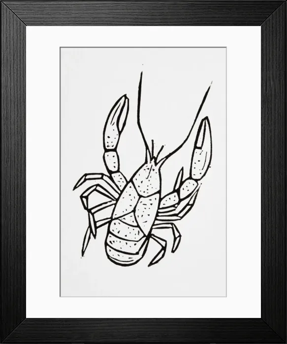 Framed Print : Black and white illustration of lobster Framed Print : Black and white illustration of lobster