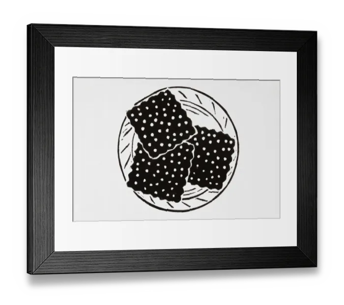 Framed Print : Black and white illustration of waffles on a plate Framed Print : Black and white illustration of waffles on a plate