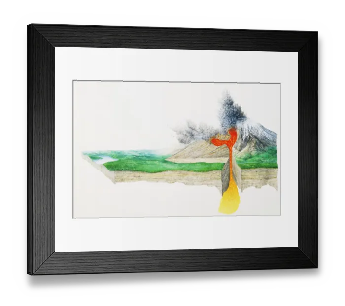 Framed Print : Volcanic eruption, cross-section Framed Print : Volcanic eruption, cross-section