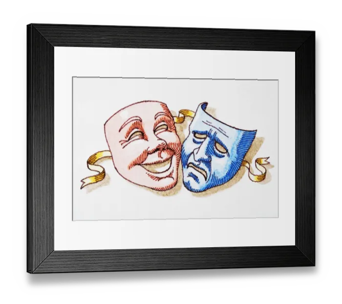 Framed Print : Comedy and tragedy, theater masks Framed Print : Comedy and tragedy, theater masks