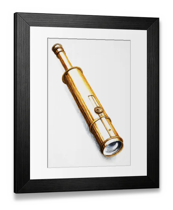 Framed Print : Spyglass telescope, instrument designed for observation of remote objects Framed Print : Spyglass telescope, instrument designed for observation of remote objects