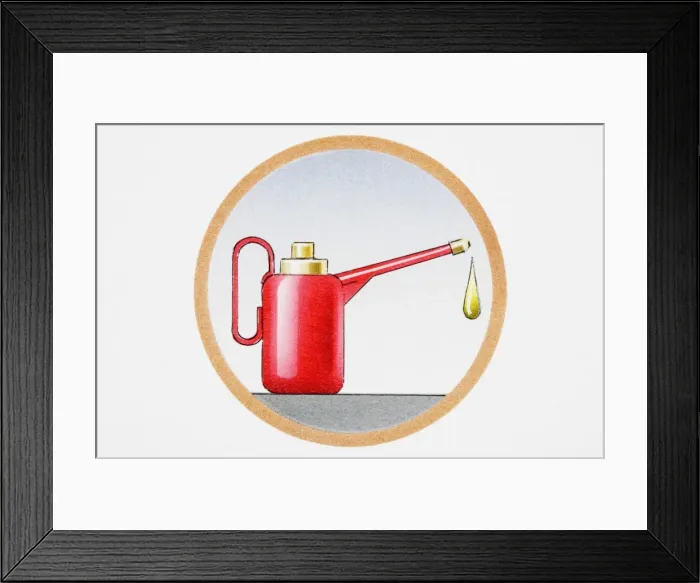 Framed Print : Oil can with drip falling from spout Framed Print : Oil can with drip falling from spout
