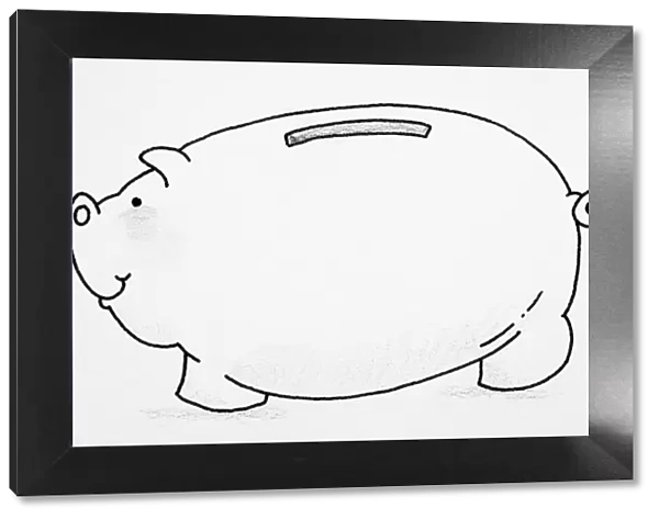 Piggy bank, simple line drawing