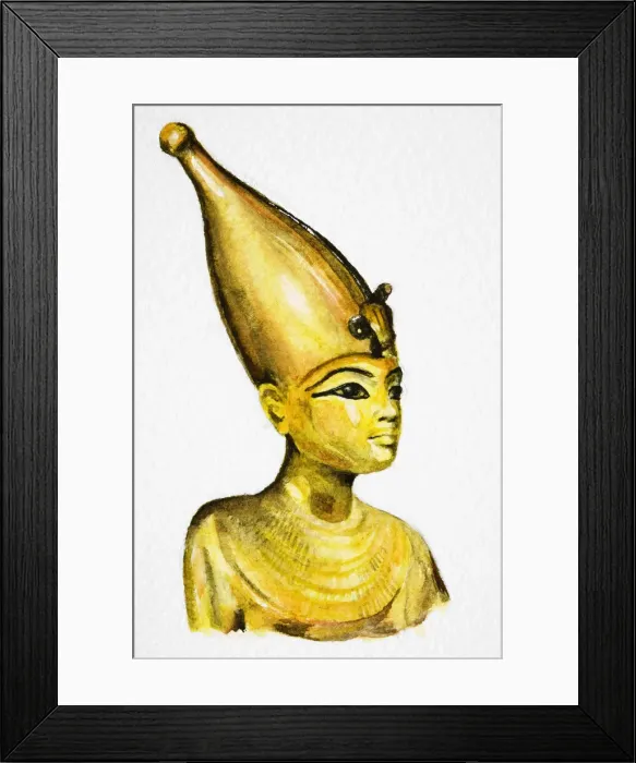 Framed Print : Nebkheperure Tutankhamun, gold bust of Egyptian pharaoh, Eighteenth dynasty (ruled 1333 BC - 1324 BC)
