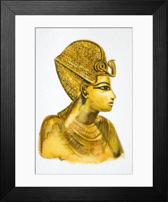 Framed Print : Nebkheperure Tutankhamun, gold bust of Egyptian pharaoh, Eighteenth dynasty (ruled 1333 BC - 1324 BC) Framed Print : Nebkheperure Tutankhamun, gold bust of Egyptian pharaoh, Eighteenth dynasty (ruled 1333 BC - 1324 BC)