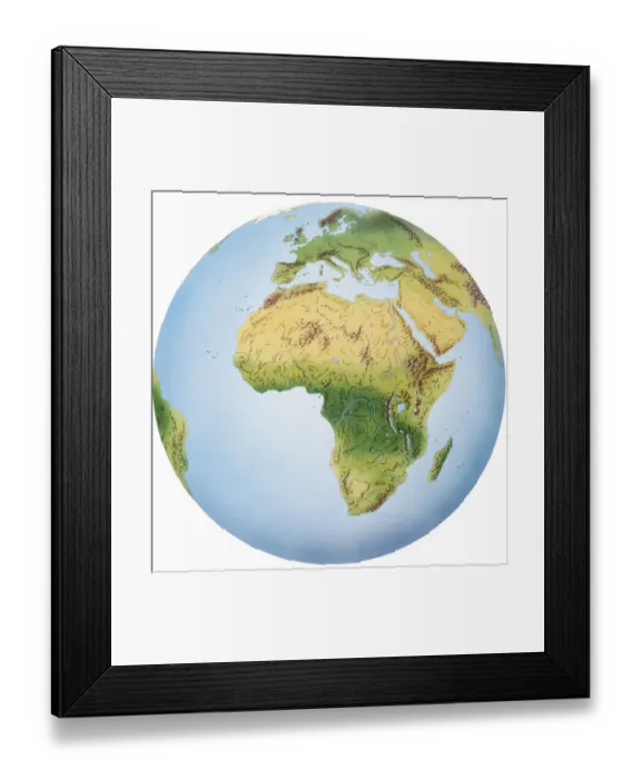 Framed Print : Globe of Earth showing African continent, Europe, Middle East, and parts of Asia