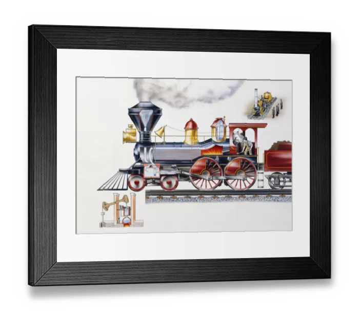 Framed Print : Typical 19th - century steam locomotive built and used in United States of America Framed Print : Typical 19th - century steam locomotive built and used in United States of America