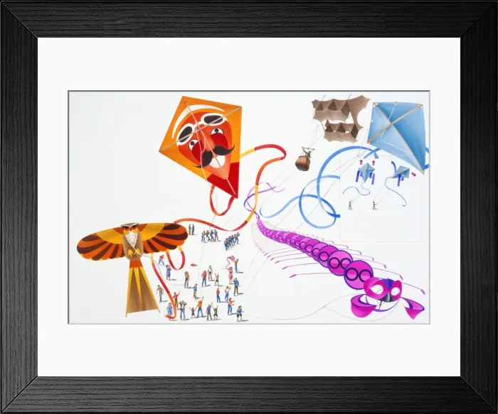 Framed Print : Various designs of colorfully decorated kites Framed Print : Various designs of colorfully decorated kites