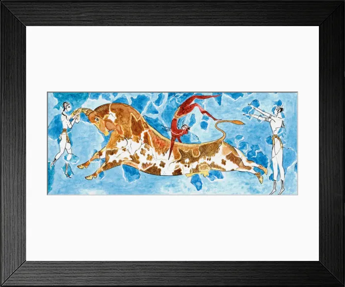 Framed Print : Ancient hunters battling with large, mythical beast Framed Print : Ancient hunters battling with large, mythical beast