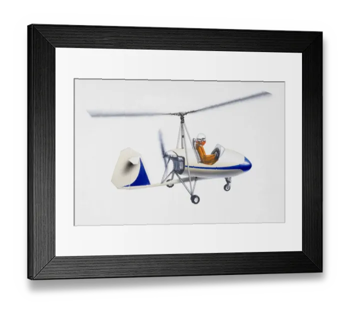 Framed Print : Autogyro, flying with pilot