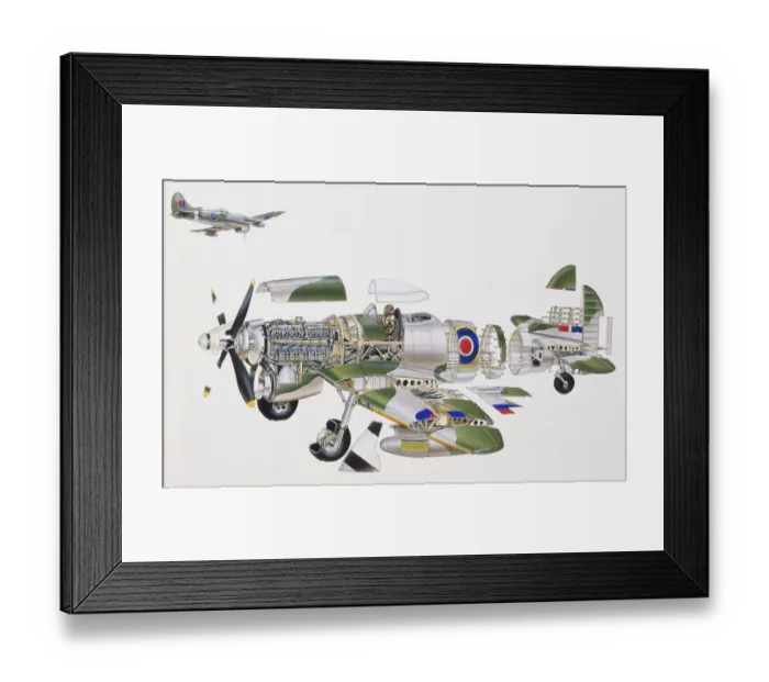 Framed Print : Tempest Mk II, Royal Air Force (RAF) fighter aircraft of World War II, expanded cross-section