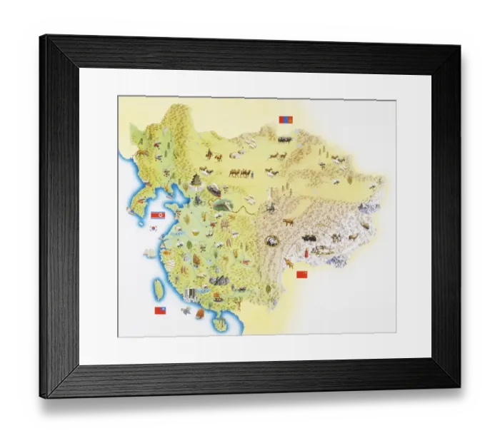 Framed Print : Map of China and northeastern Asia Framed Print : Map of China and northeastern Asia