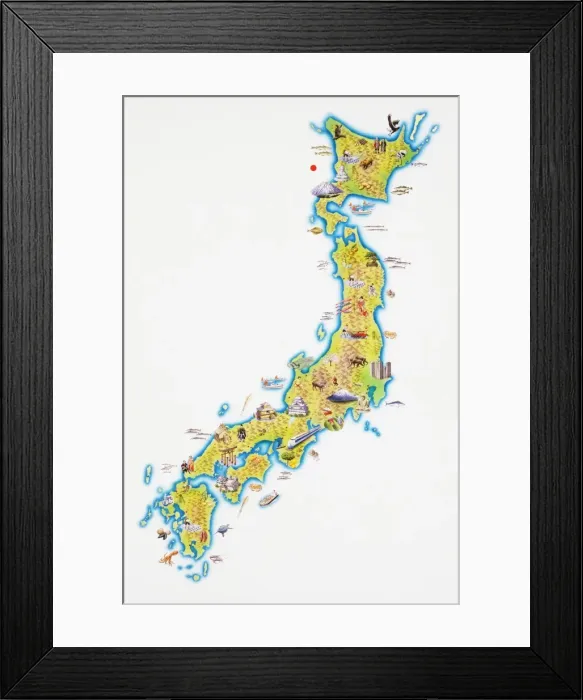 Framed Print : Map of Japan Framed Print : Map of Japan