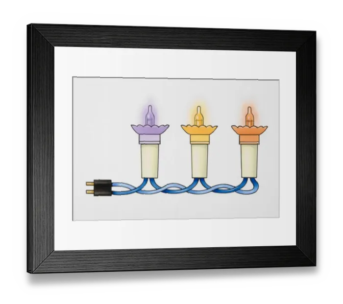 Framed Print : Row of three fairy lights