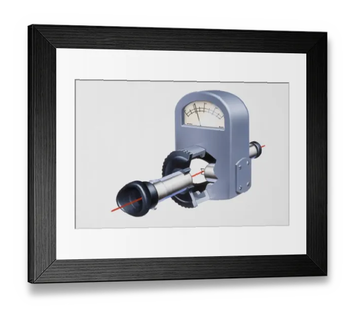 Framed Print : Pyrometer, expanded with cross-section Framed Print : Pyrometer, expanded with cross-section