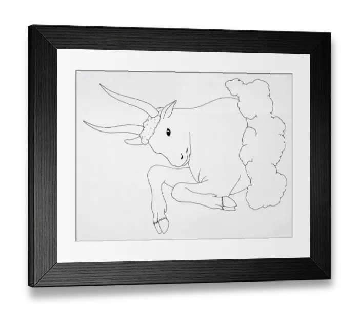 Framed Print : Head and front legs of Bull (Bos taurus), side view Framed Print : Head and front legs of Bull (Bos taurus), side view