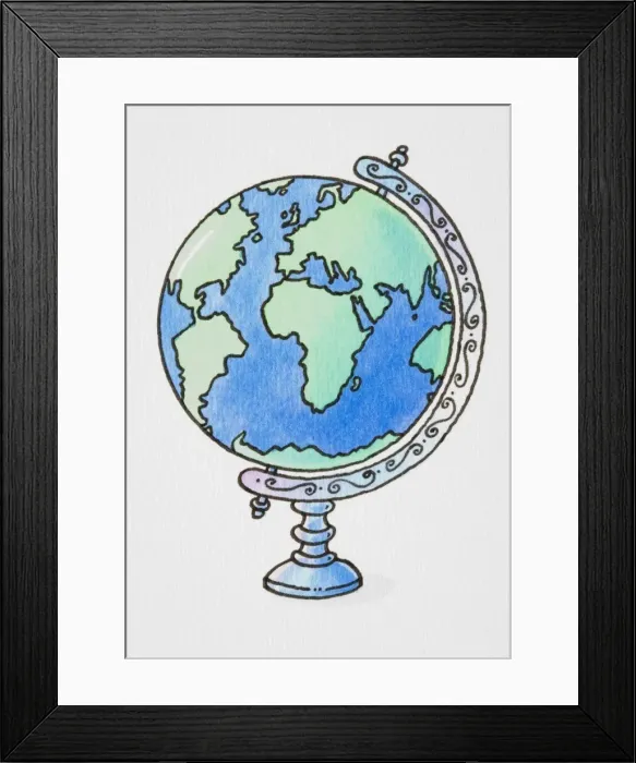 Framed Print : Globe on ornate axis Framed Print : Globe on ornate axis