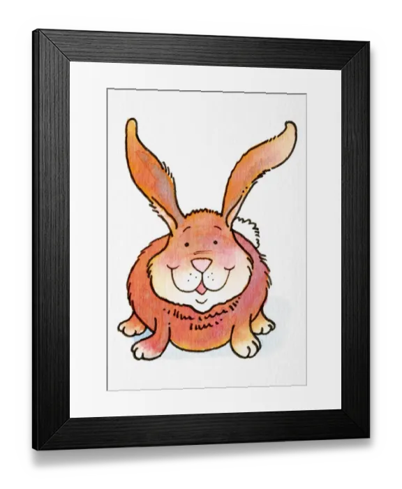 Framed Print : Cartoon, smiling red Rabbit, front view Framed Print : Cartoon, smiling red Rabbit, front view