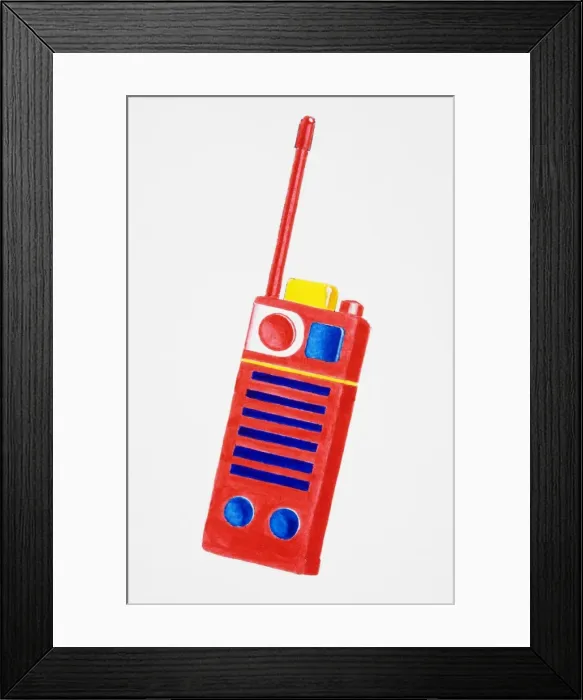 Framed Print : Red walkie talkie with colourful buttons Framed Print : Red walkie talkie with colourful buttons