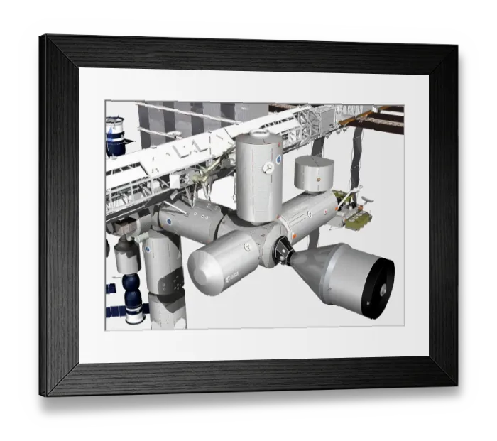 Framed Print : Illustration, dock of International Space Station spacecraft Framed Print : Illustration, dock of International Space Station spacecraft