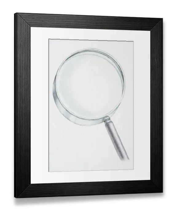 Framed Print : Illustration, magnifying glass Framed Print : Illustration, magnifying glass