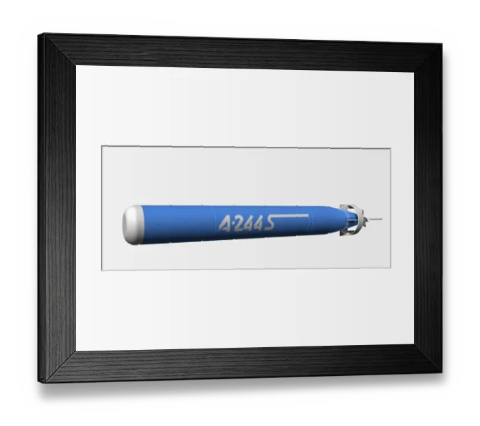 Framed Print : Motofides A244 anti submarine torpedo, digital illustration Framed Print : Motofides A244 anti submarine torpedo, digital illustration