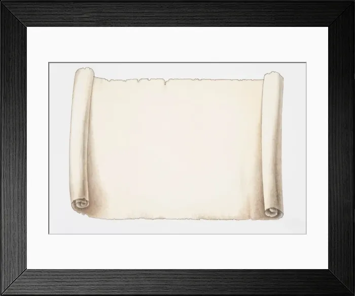 Framed Print : Illustration, paper scroll rolled at the edges Framed Print : Illustration, paper scroll rolled at the edges