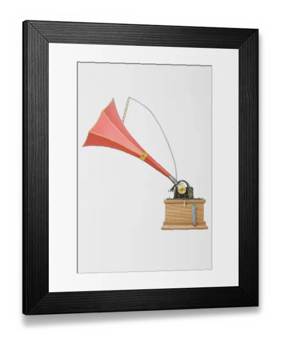 Framed Print : Illustration, cylinder gramophone Framed Print : Illustration, cylinder gramophone