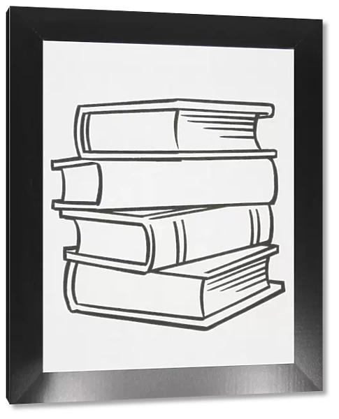 Illustration, stack of four hard cover books