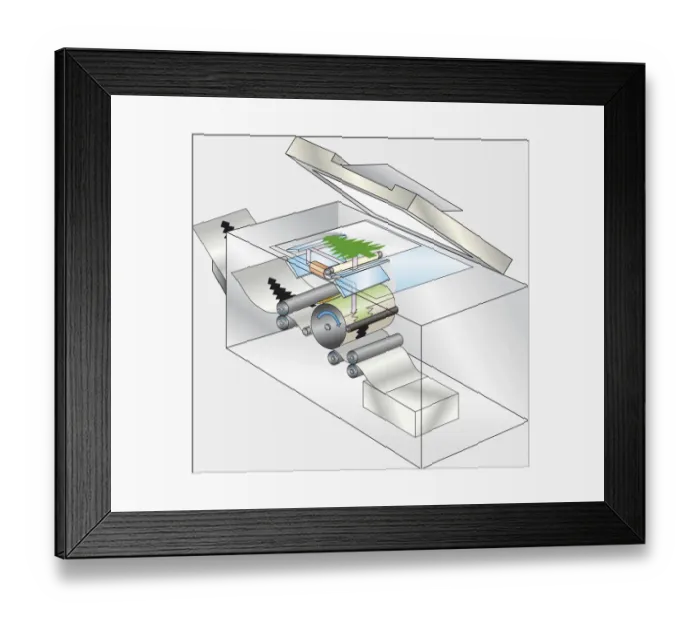 Framed Print : Photocopier, cross-section digital illustration