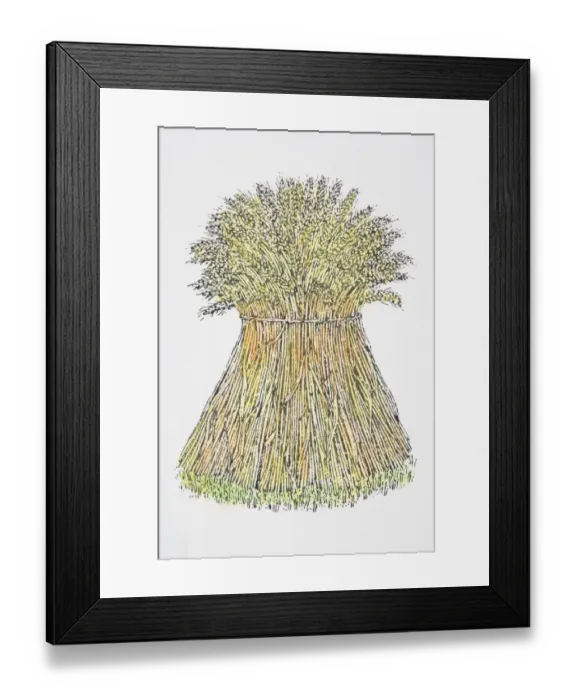 Framed Print : Illustration, sheaf of wheat standing upright