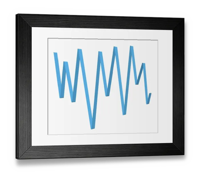 Framed Print : Sound wave created by a percussion instrument, digital illustration Framed Print : Sound wave created by a percussion instrument, digital illustration