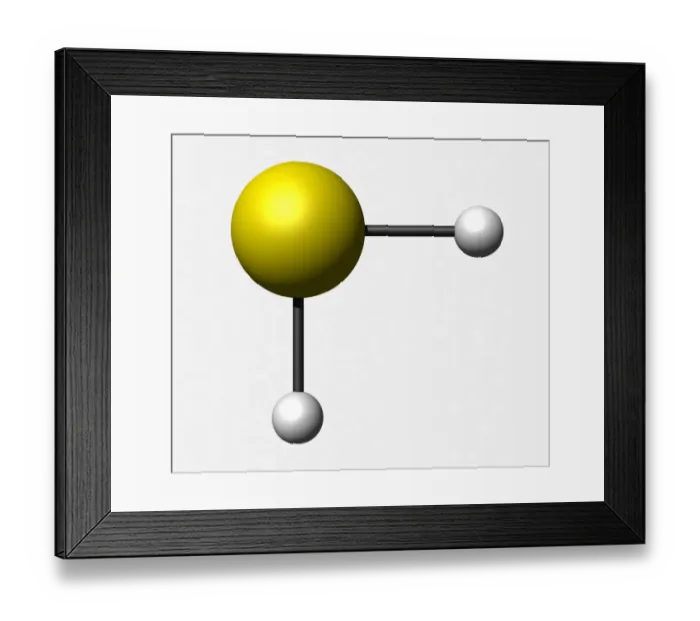 Framed Print : Molecular model of Hydrogen Sulphide, digital illustration Framed Print : Molecular model of Hydrogen Sulphide, digital illustration