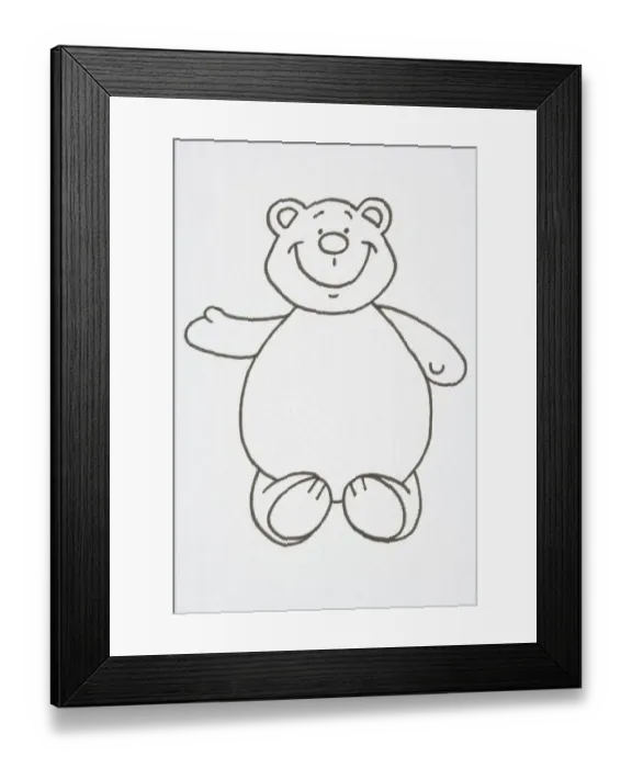 Framed Print : Illustration, smiling teddy bear, sitting and waving right arm, front view Framed Print : Illustration, smiling teddy bear, sitting and waving right arm, front view