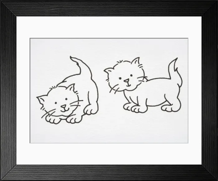 Framed Print : Illustration, two smiling kittens Framed Print : Illustration, two smiling kittens