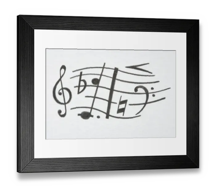 Framed Print : Illustration, music notes on staff Framed Print : Illustration, music notes on staff