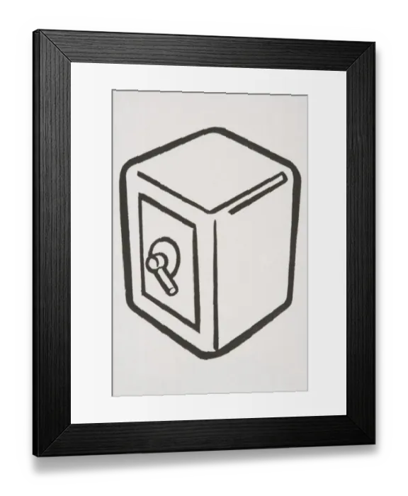 Framed Print : Illustration, box safe, elevated view Framed Print : Illustration, box safe, elevated view
