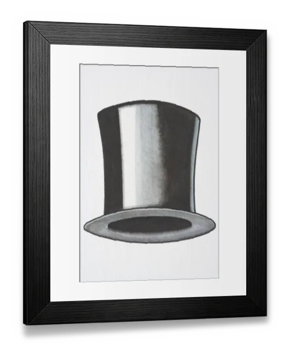 Framed Print : Illustration, black top hat Framed Print : Illustration, black top hat